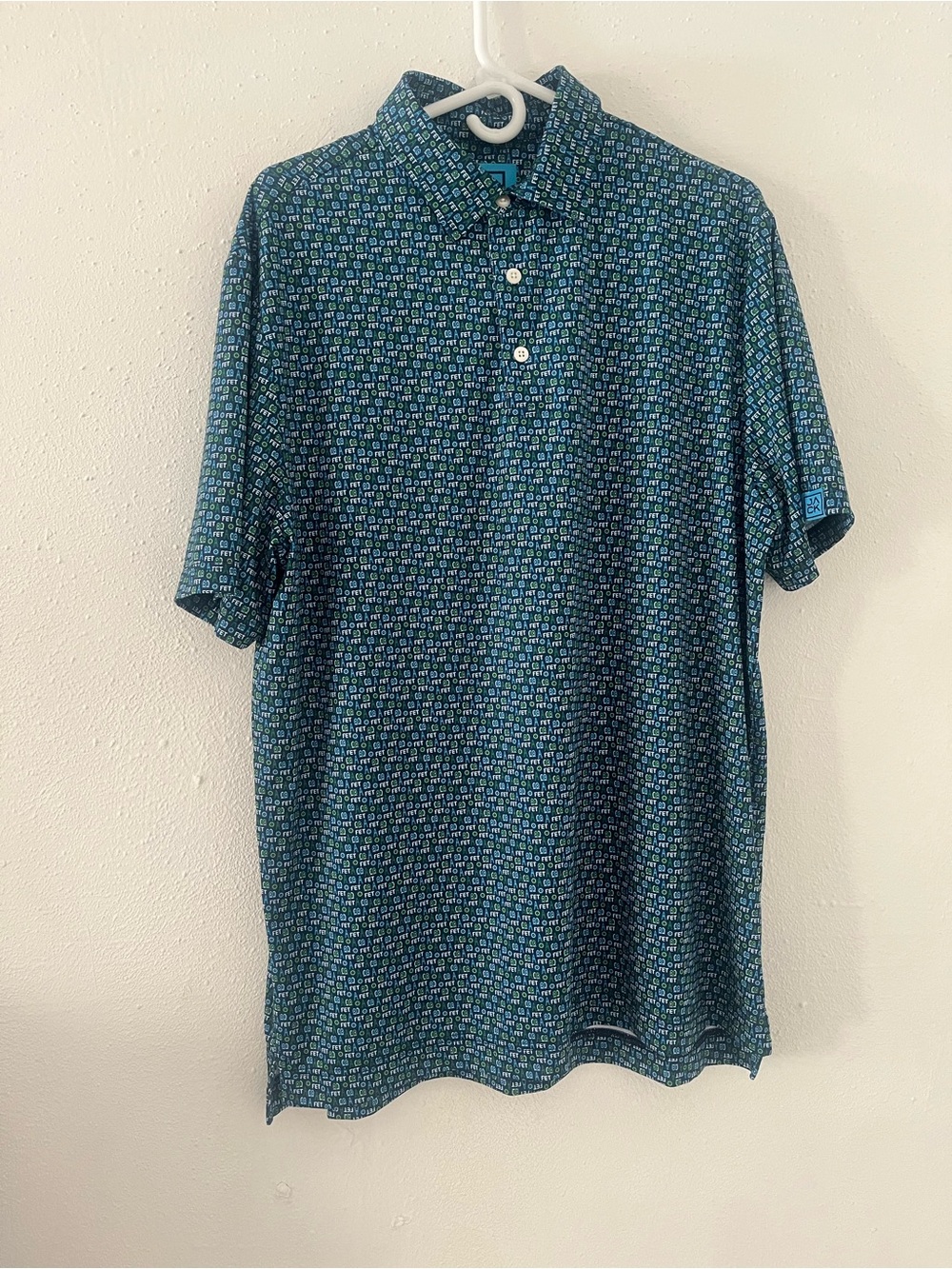 Jack by BB Dakota Teal and Navy Geometric Polo
